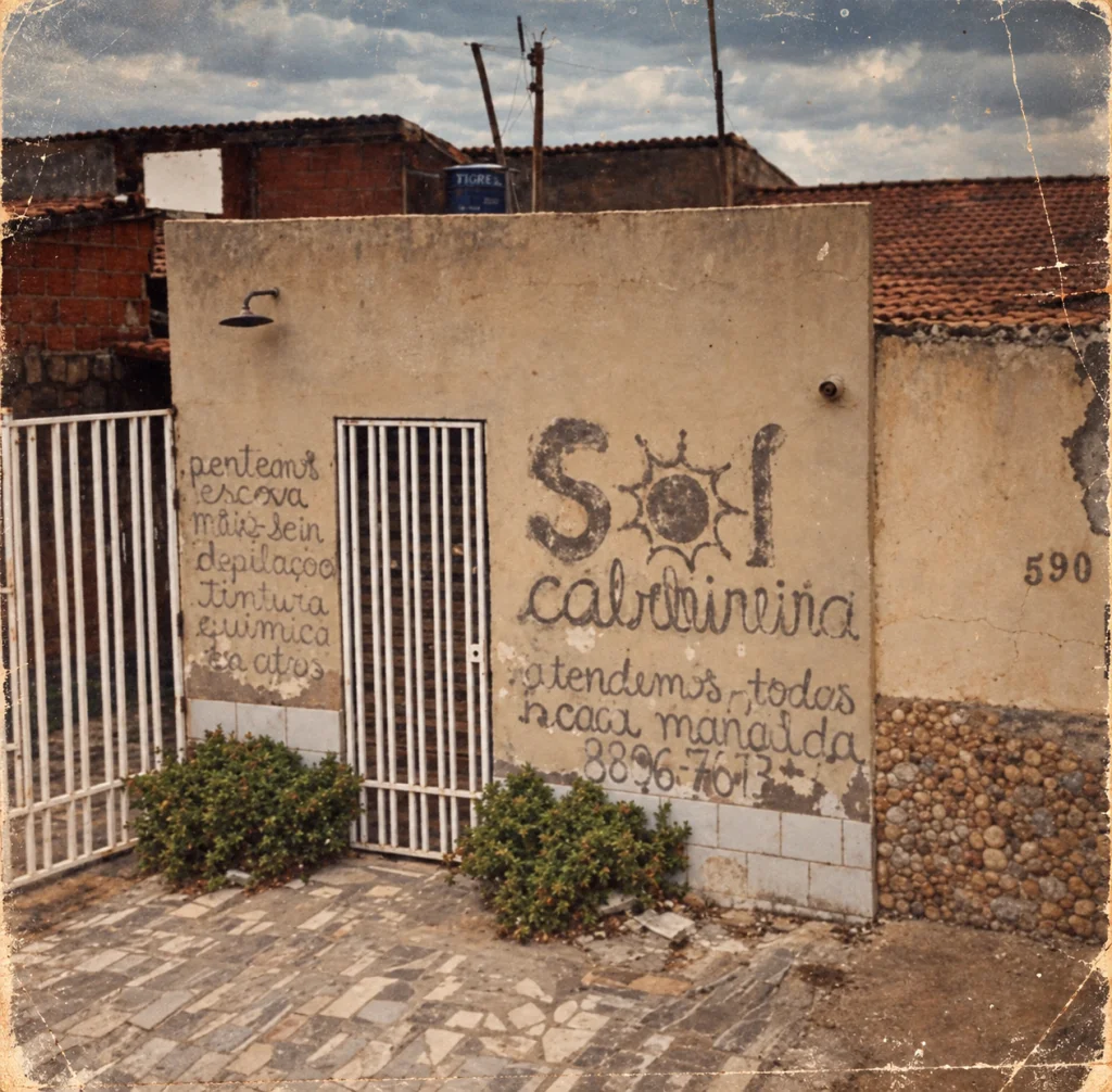 Fachada histórica com a identificação Sol Cabeleireira pintada na parede.
